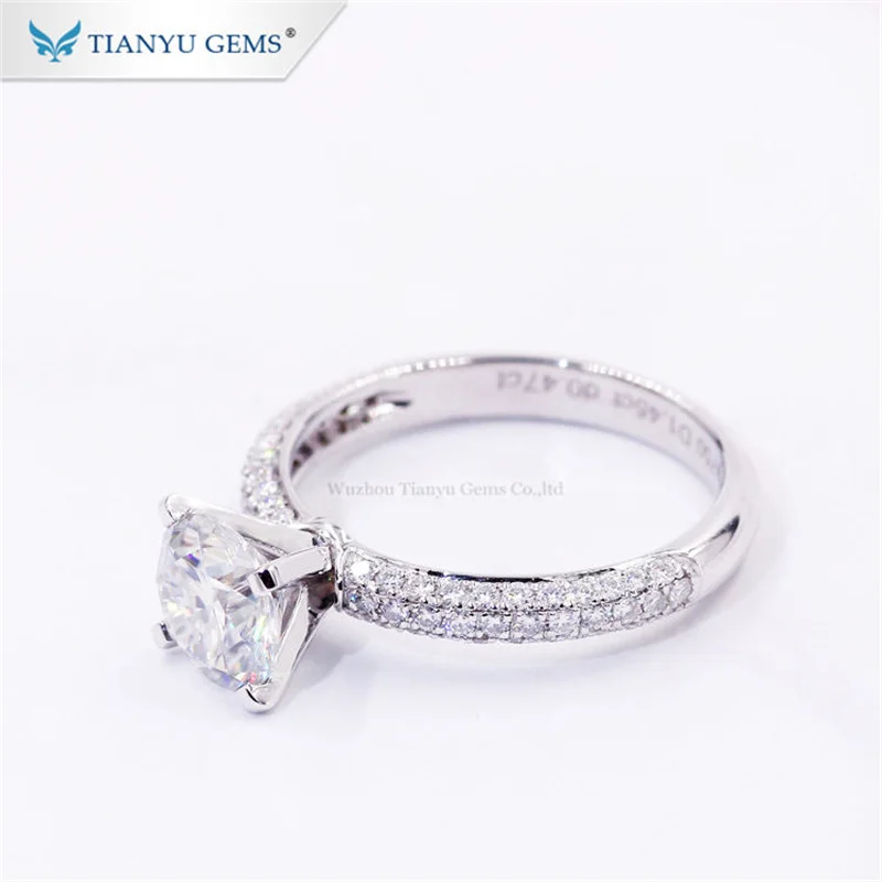 Tianyu Gems Stunning 7.5mm Round Heart Arrows Cut Moissanite Diamond Engagement Rings Custom Fine Jewelry 14k 18k Gold Gemstone