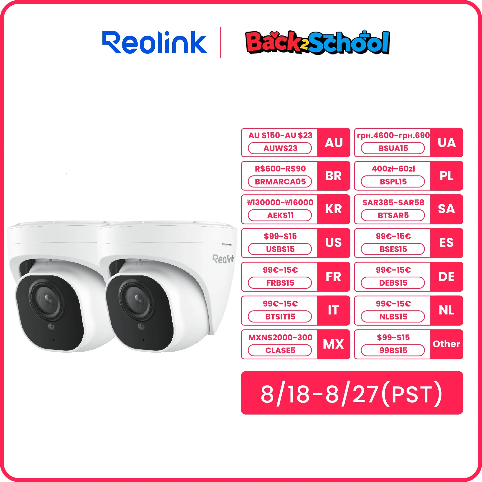 

Reolink 2Pcs 4K PoE Outdoor Camera 8MP Human Car pet Detection Security IP Cam Smart Night Version Home Surveillance Camera