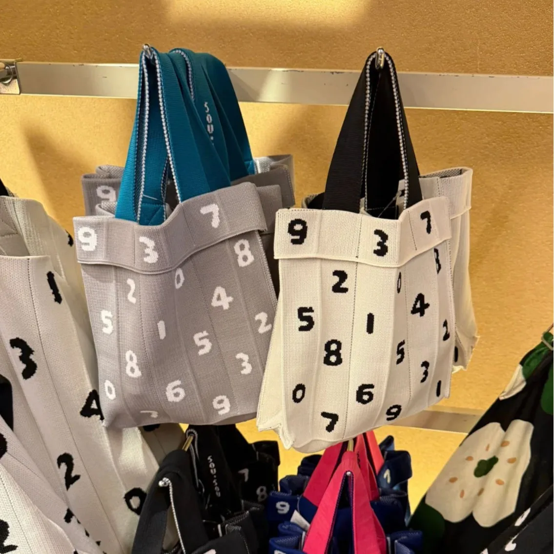 

Japanese Women's Knitted Tote Bag Digital Handbag Woven Bag Commuting Lazy Shopping Storage Bag