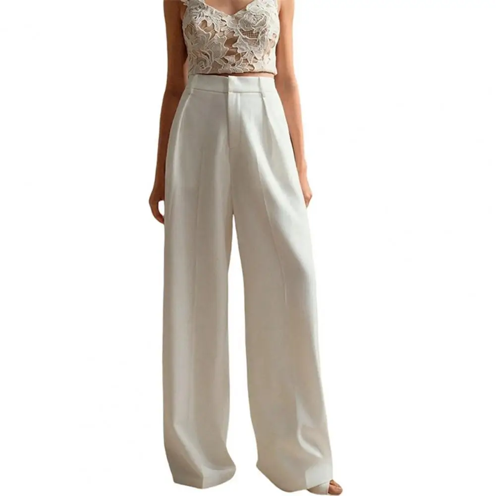 Мешковатые брюки, модные женские элегантные однотонные брюки с высокой талией и широкими штанинами, повседневные свободные прямые брюки, женские