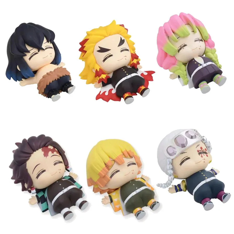 

6 Styles Anime Comics Cozy Satiate Demon Slayer Action Figure Kamado Tanjirou Nezuko Zenitsu PVC Figurine Model Toy Collect Gift