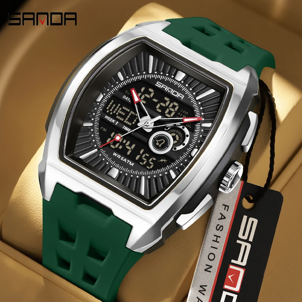 

Fashion Sanda Top Brand Dual Display Men Watch Sports Waterproof Men's Date Big Dial Male Clock Classic Electronic Wrist Watch
