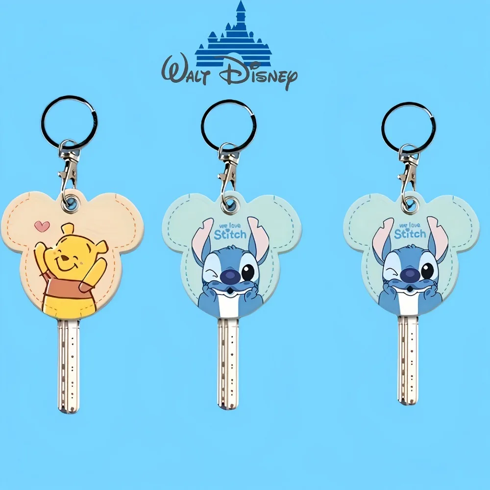 2pcs Disney Stitch And Winnie The Pooh Keychain, Cute Cartoon Key Protection Case, Luggage Accessories, Bag Pendant
