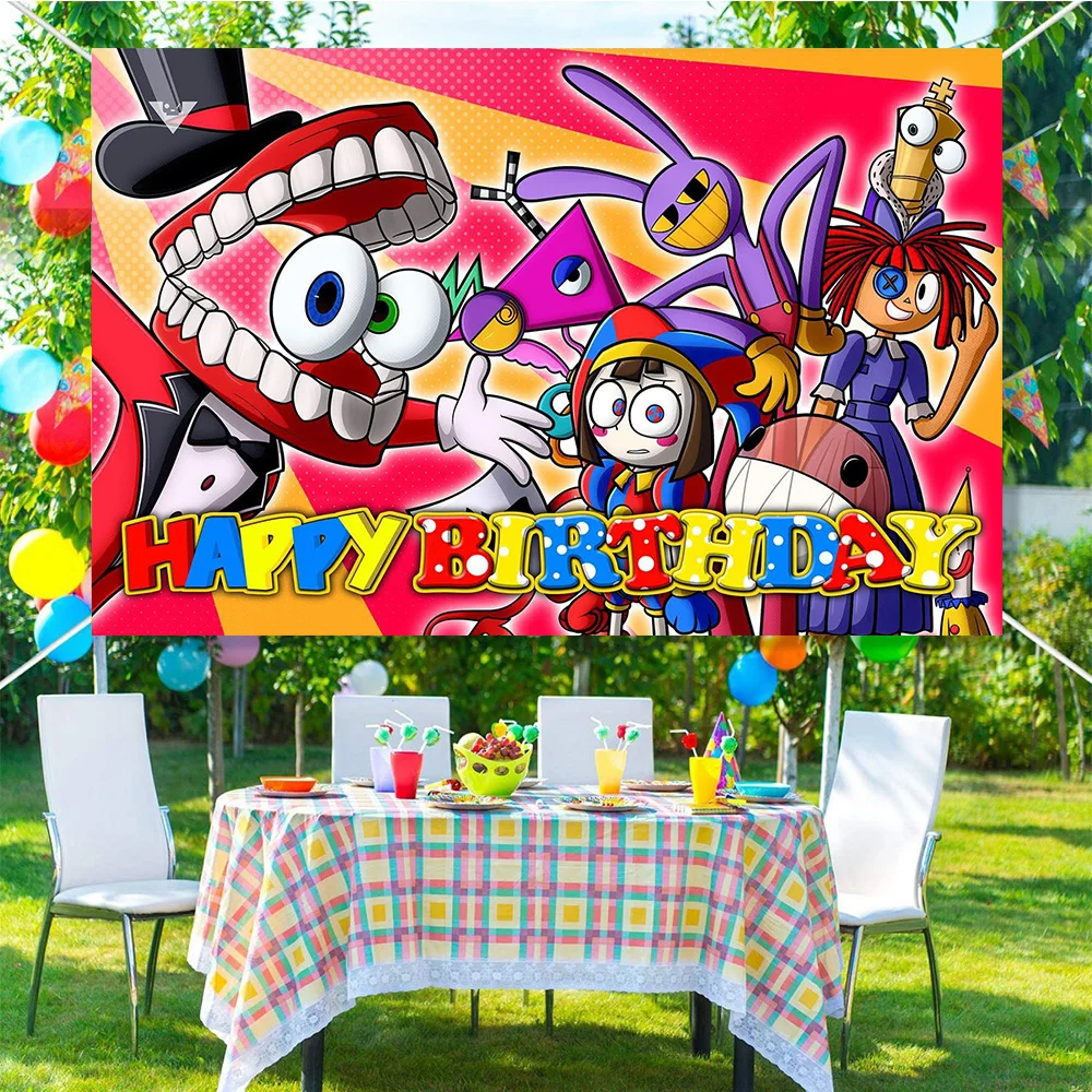 Fondo de circo Digital para niños, decoración de fiesta temática de cumpleaños, pancarta de fondo de dibujos animados, Fondo de fotografía rojo