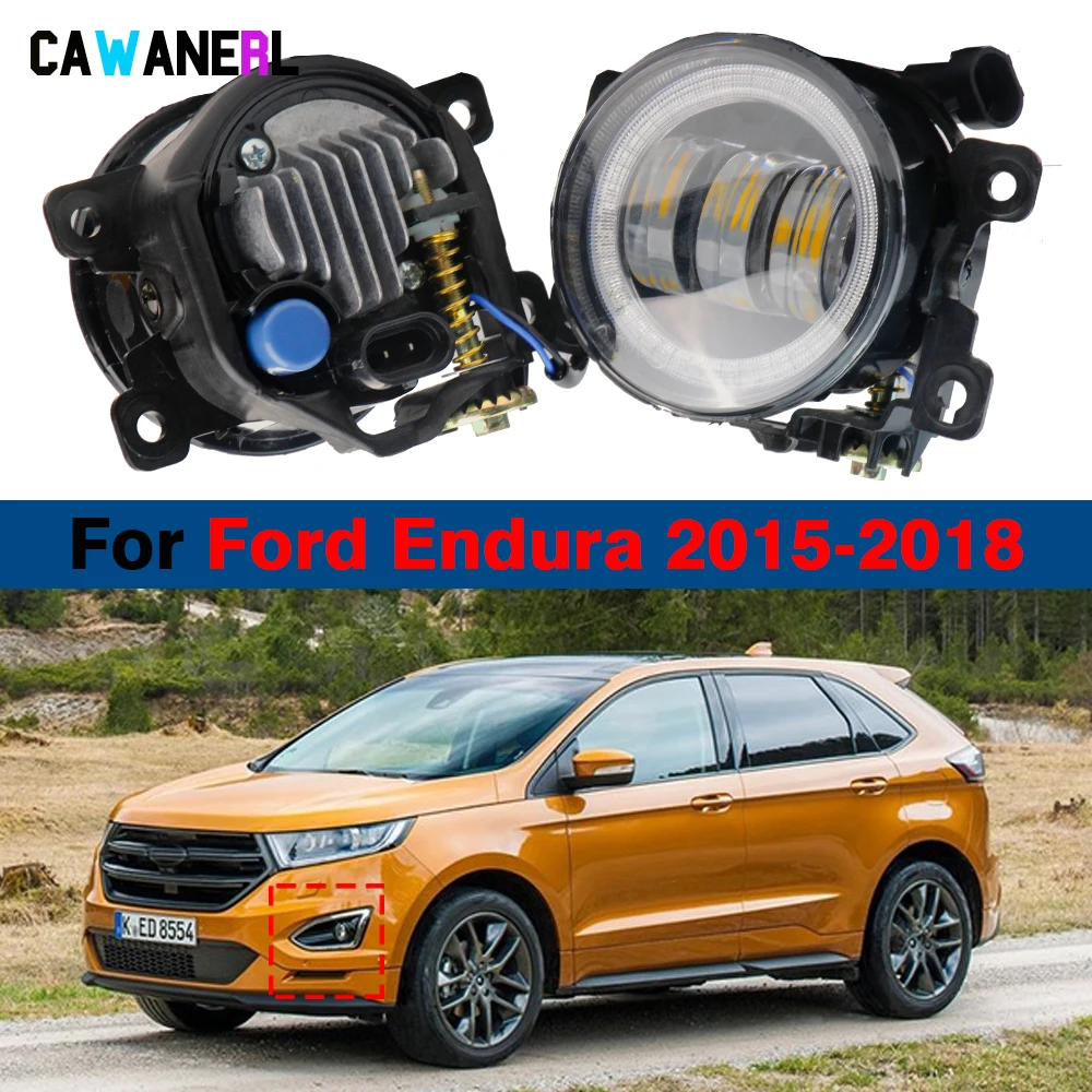 1 Pair 30W H11 Car Front LED Lens Fog Light Angel Eye DRL Daylight Accessories 6000LM 12V For Ford Endura 2015 2016 2017 2018