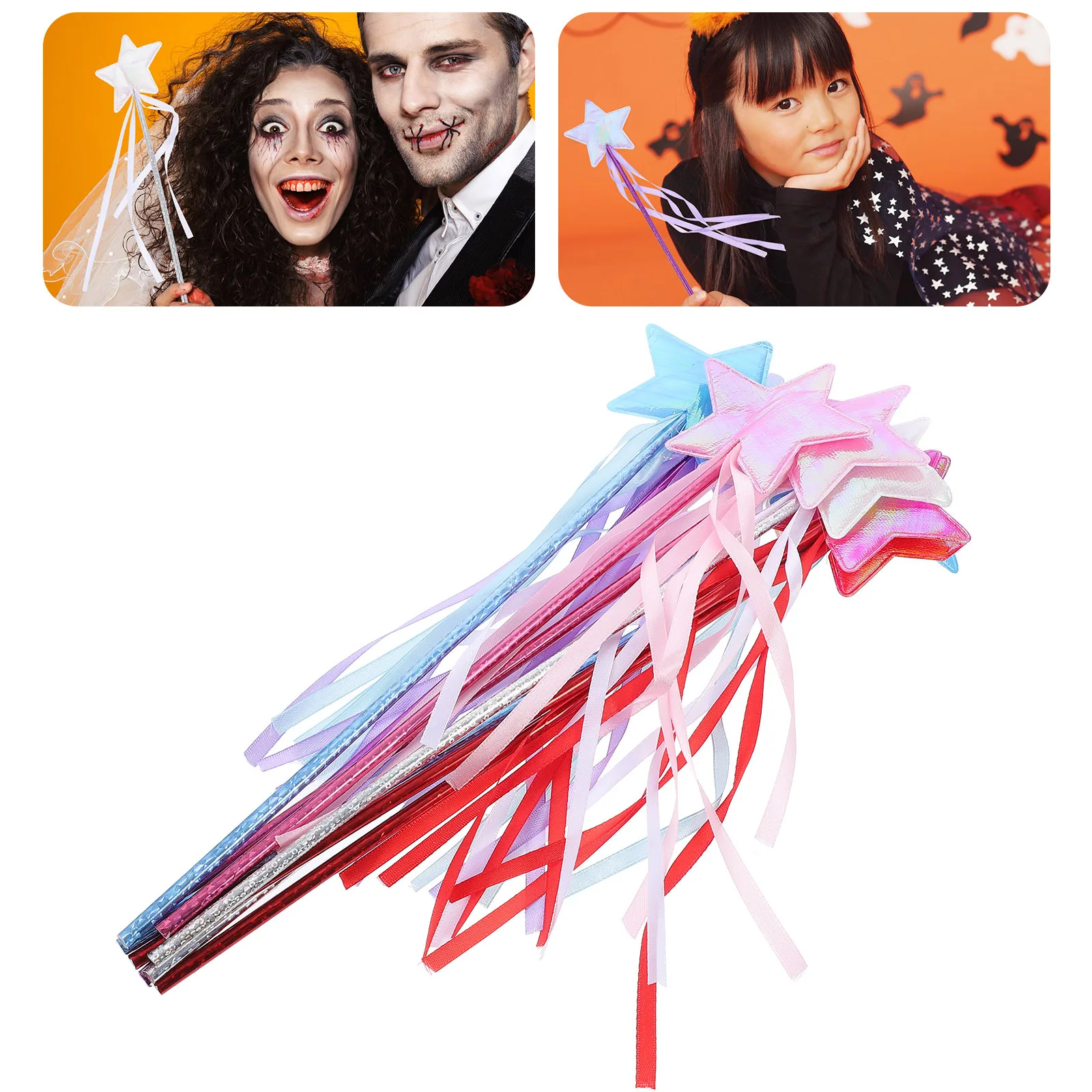 10Pcs Star Fairy Wand Halloween Cosplay Prop Five-Pointed Fairy Stick Role Play Halloween Party Performance