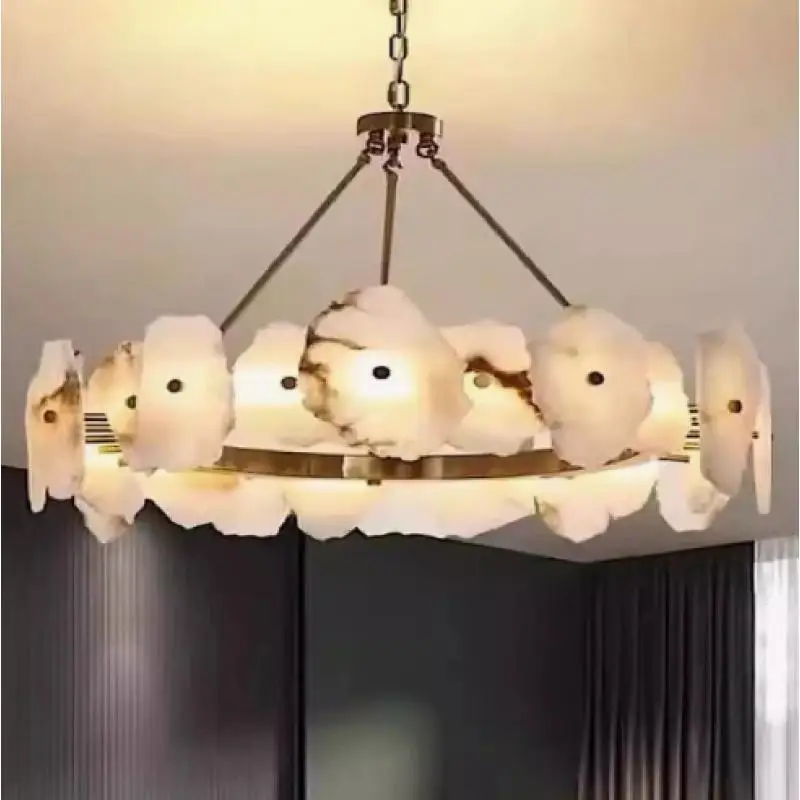 

Living room bar pendant light natural marble Italian style light luxury villa circular dining room bedroom pendant light fixture