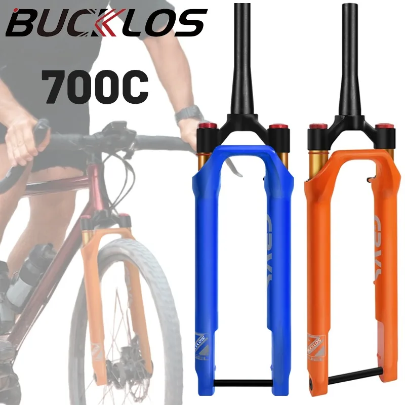 

BUCKLOS 700C дорожный велосипед, воздушная вилка, гравийная велосипедная пневматическая подвеска, вилка 12*100 мм, дорожная 40-мм велосипедная вилка 700C, коническая трубка, часть велосипеда