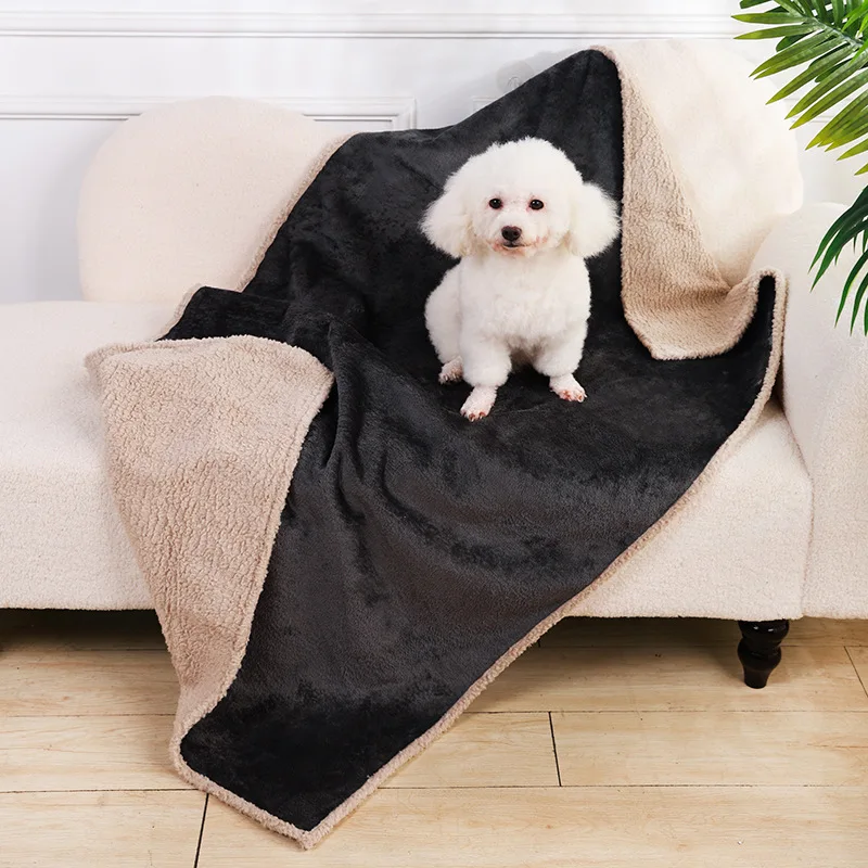 Weiche, bequeme, warme Haustier-Schlafdecke, Flanell-Lammfell-Hundedecke, verdickt, wasserdicht, für Katzen und Hunde, Matte, Hundezubehör