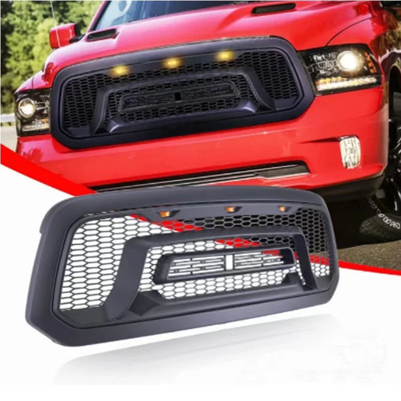 Raptor Style Front Mesh Grill For Dodge Ram 1500 2013 2014 2015 2016 2017 2018 Grille ABS Bumper Grid Painted Matte Black