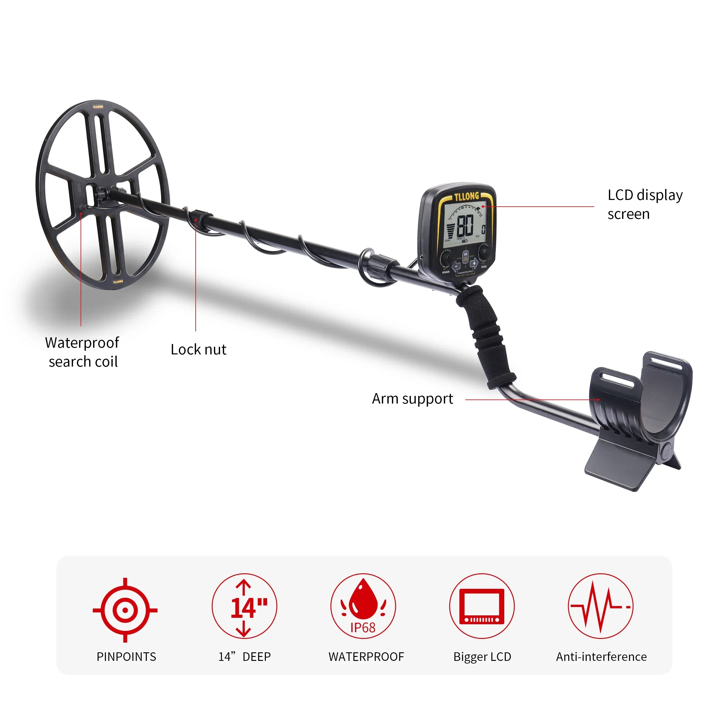 ATX880 High Sensitivity Professional Detecting Underground Metal Detector Gold With Long Range Searching For Treasures Hunting