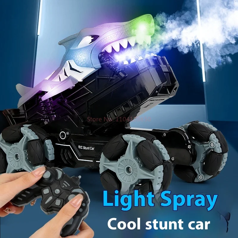 Dinosaurus afstandsbediening stuntauto Shark Spray elektrische vierwielaandrijving Drift Boy dinosaurus auto speelgoed racecadeau verjaardagscadeau speelgoed