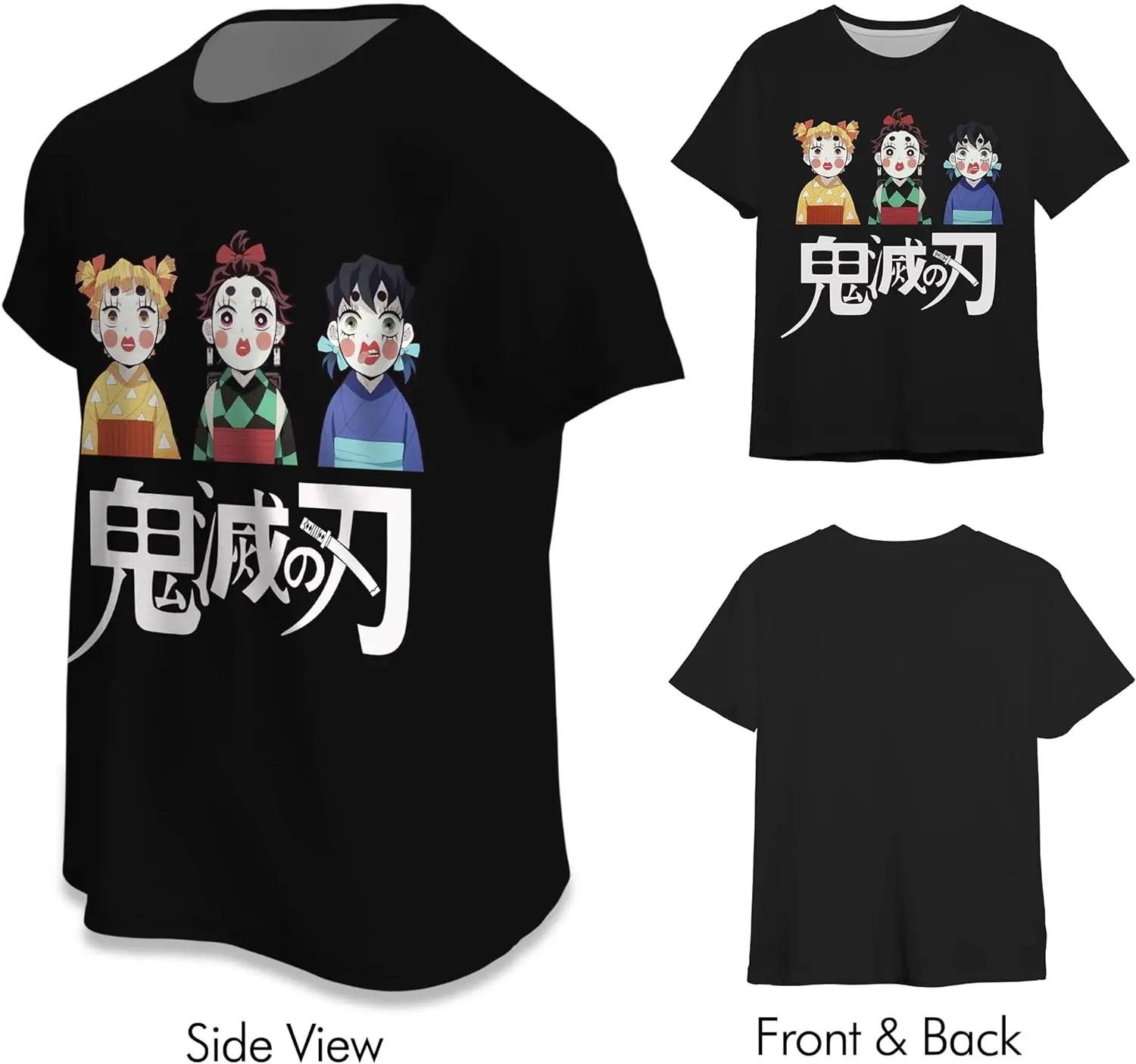 Demon Slayer Anime T Shirts Men and Women Black Nezuko Tanjiro Zenitsu Unisex Costume Cartoon Soft Short Sleeve