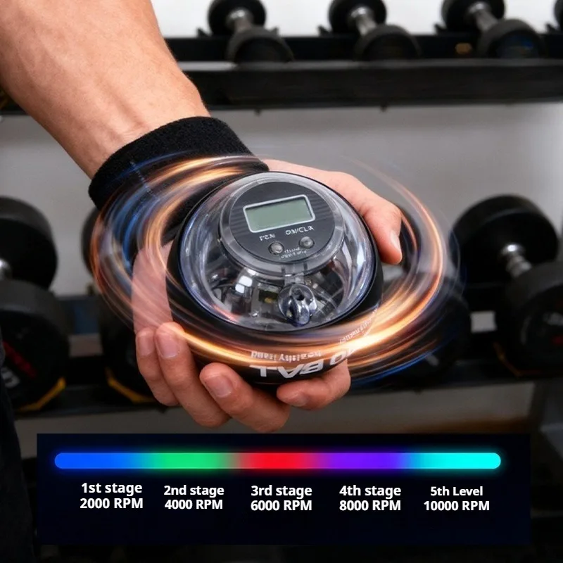 Digital Counter Wrist Gyro Ball Portable Self Starting Alloy Arm Wrist Trainer Ball Muscle Training Exerciser Fitness Equipment
