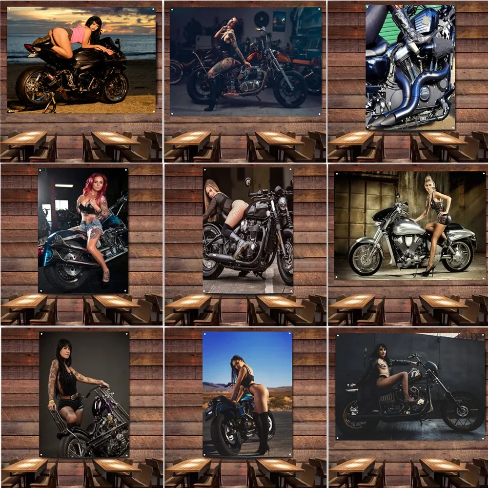 

Sexy High Heels Babes Ass Retro Motorcycle Banner Flag Garage Poster Wall Art Decor Signboard Vintage Sign Man Cave Pub Club