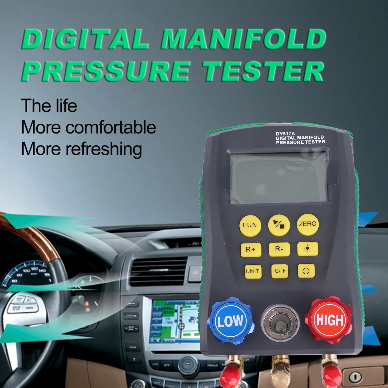 

Цифровой манометр для охлаждения, ЖК-дисплей, тестер давления в коллекторе, манометр для ремонта воздуха-кондиционирования