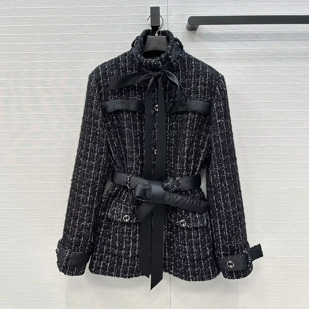 

New women's outerwear for autumn and winter, high-quality coarse woolen long sleeved fashionable and elegant outerwear jacket