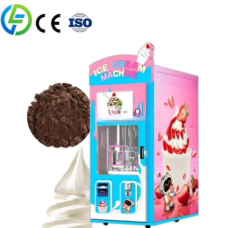 Customized Factory Direct Robot Fully Automatic Vending Machine for Soft Ice Cream with Milk Water Coin/Bill/Credit Card Payment