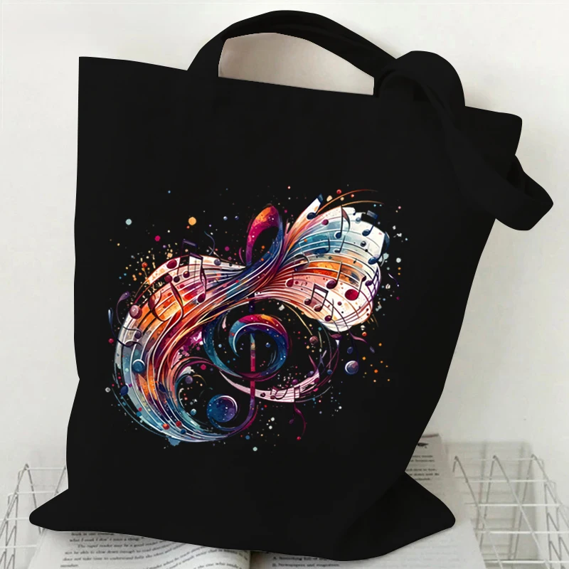 Women Handbags Music Notation Canvas Bag Funny Watercolor Music Note Shoulder Bag for Teen Fashion Design Side Bag for Ladies