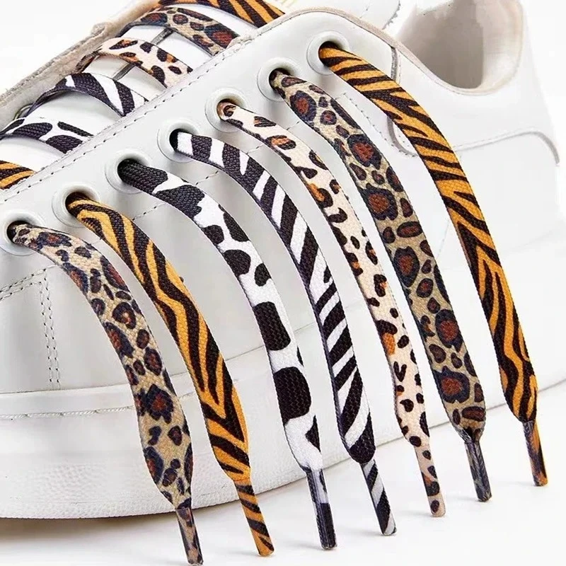 Flat Shoelaces Classic Animal Prints Zebra Tiger Pattern Sports Shoe Laces Leopard High-top Canvas Sneakers Women Men Shoelace