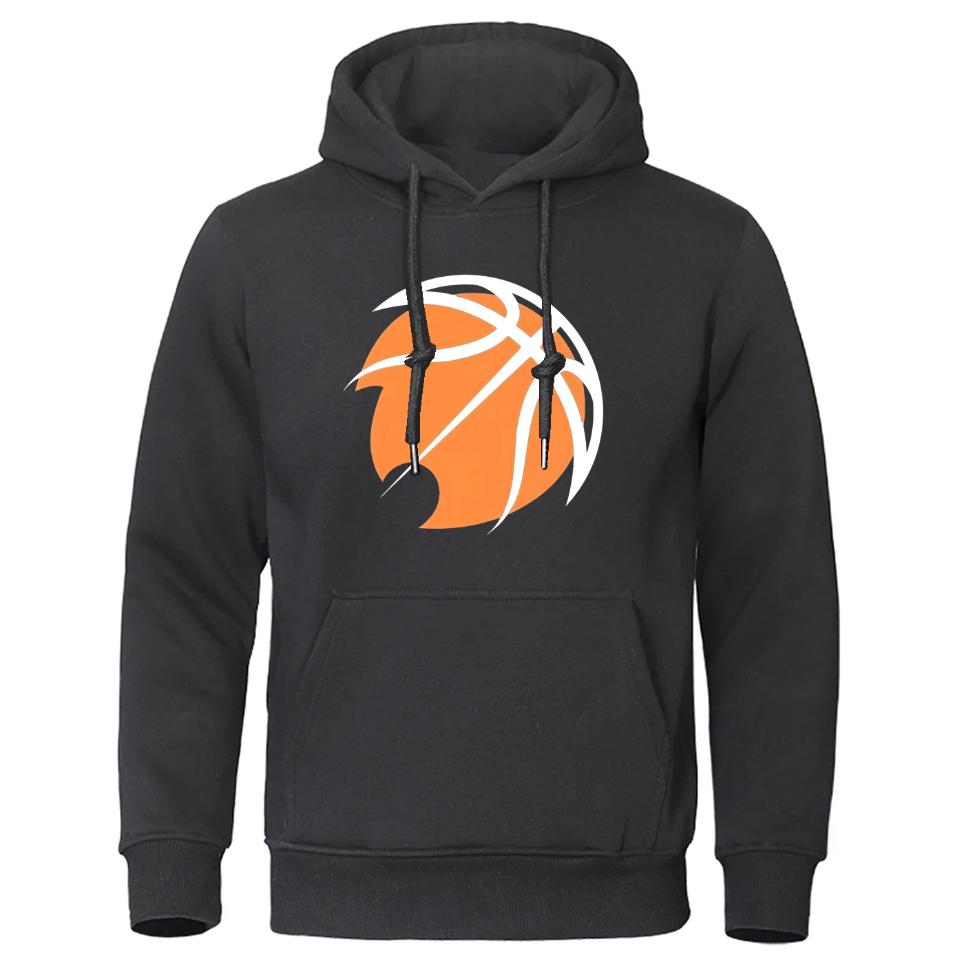 Spring And Autumn Lightweight Daily Simple Hoodies 2025 Basketball pattern Logo Print Men's Solid Color Drawstring Coat