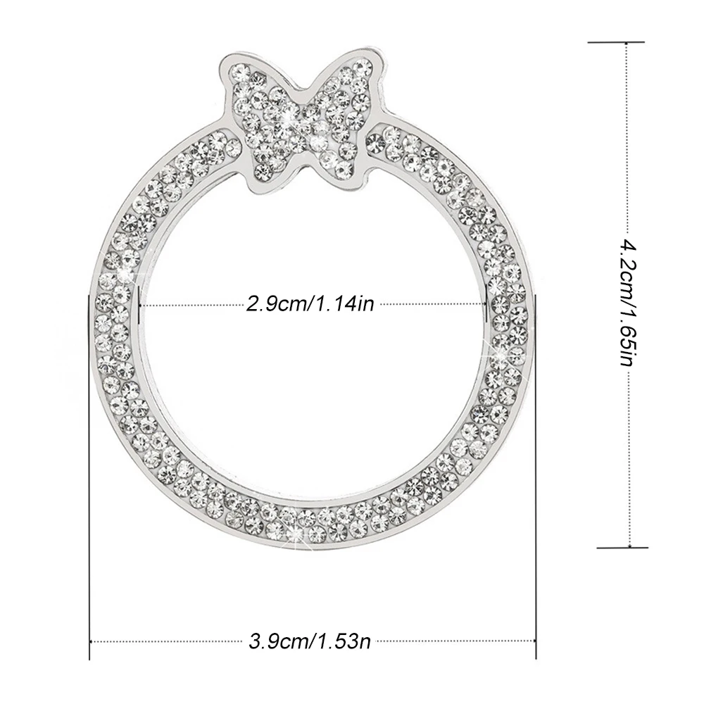1PCS Car Bling Ring Crystal Car Stickers Rings Womens Car Decals, Push Start Button Bling Ignition Ring Sticker