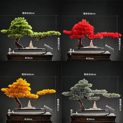 

Chinese artificial tree welcome pine potted green plant decoration living room porch cypress pine ornament