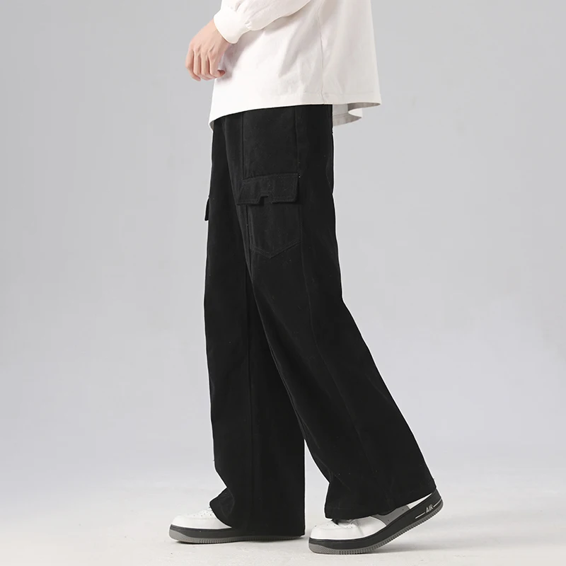 LAPPSTER Y2k Streetwear Pockets Cargo Jeans Pants Black Low Rise Denim Pants Vintage Korean Fashions Japanese Baggy Cargo Pants