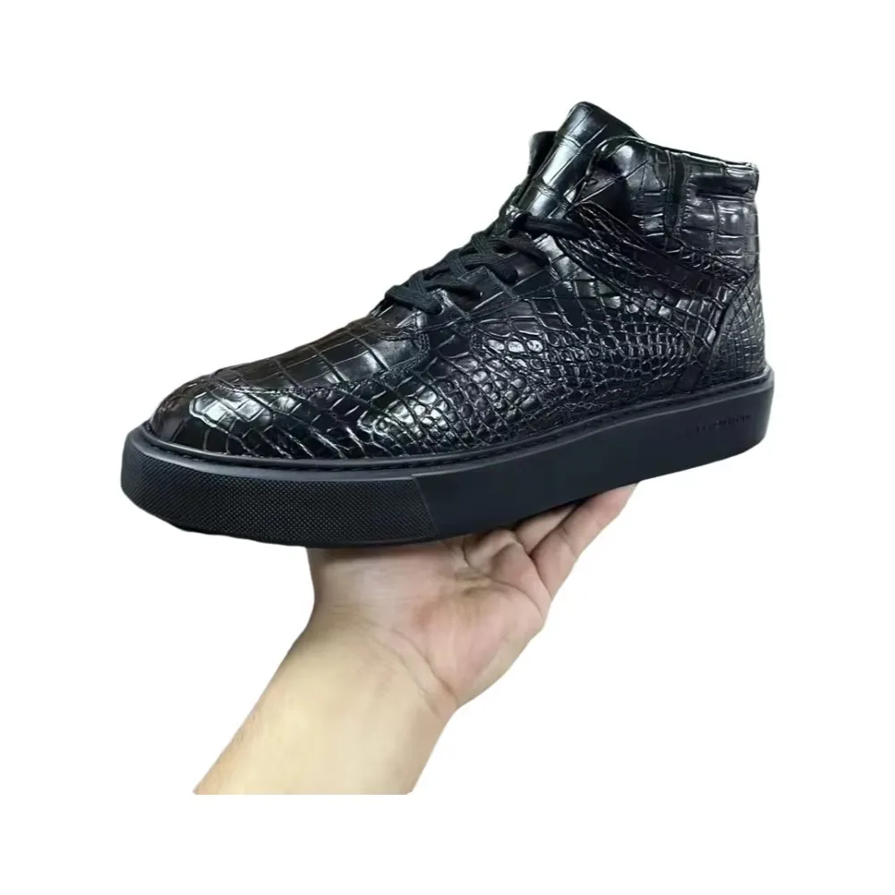 

2025 new arrival Fashion Crocodile Skin causal shoes men,male Genuine leather Sneakers Boots pdd707