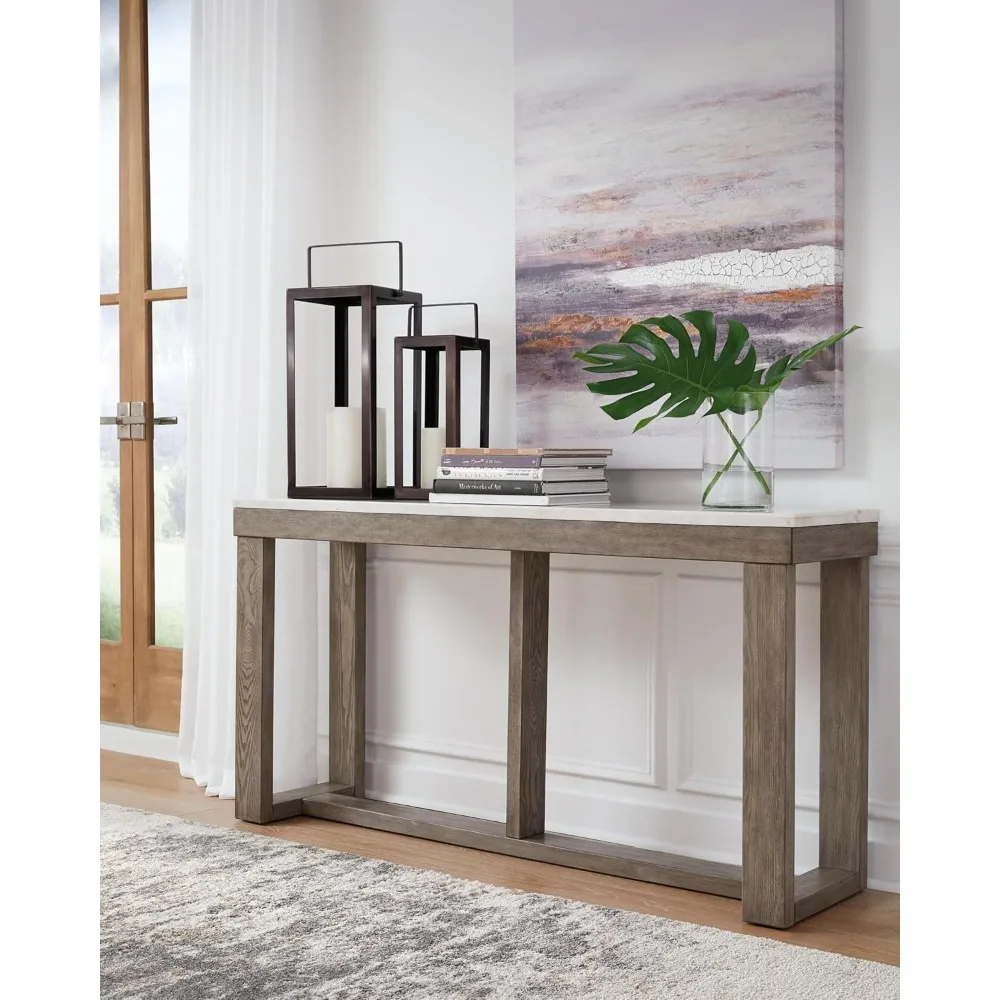 Loyaska Casual Sofa Table with Marble Top