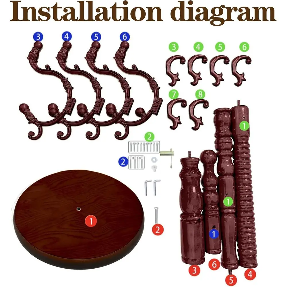 Standing Coat Rack Coat Tree Retractable Wooden Coat Rack Entryway (black red)