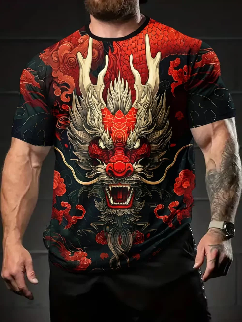 2026 T-Shirt for Men Harajuku Tiger Print Fashion Summer Short Sleeve Tops O-Neck Animal Graphic Tee Casual Loose Men's Clothing
