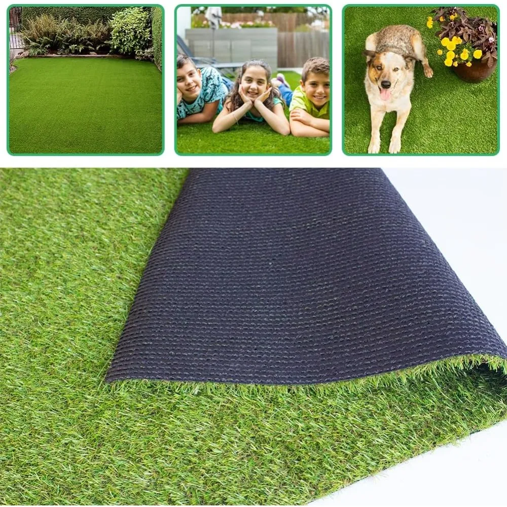 

Artificial Grass Rug 0.8 Inch Pile Height 4FTx10FT Indoor Outdoor Fake Grass Carpet with Drainage Holes Fake Grass Mats Turf