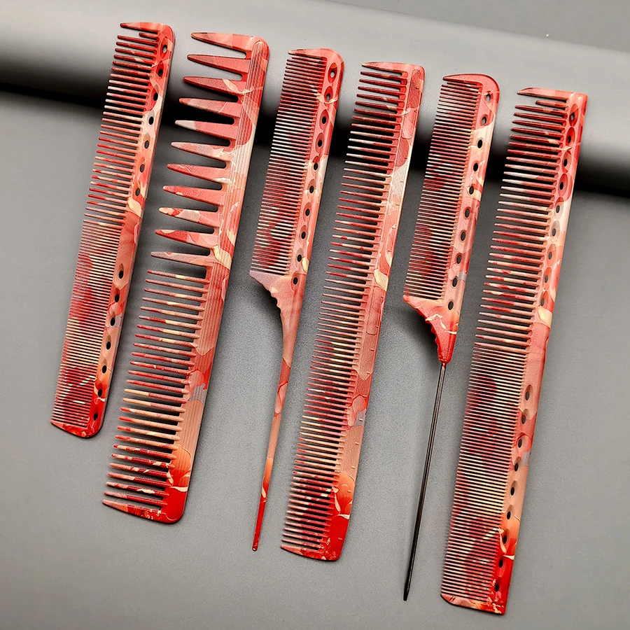 6Pcs Barber Comb Set, Personalized Hairdressing Comb Set, Suitable for Men and Women with Long and Short Hair, and All Hair Types for Trimming, Styling, and Grooming. Professional Salon DIY Studio Essential Tool Comb Set