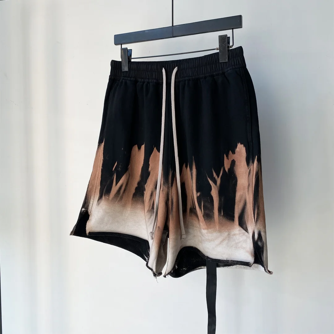 

k Flame Pattern Men's orts Loose Cuffed Tied Dye Slit Five-Quarter Length Casual Faion Urban Sle Summer orts