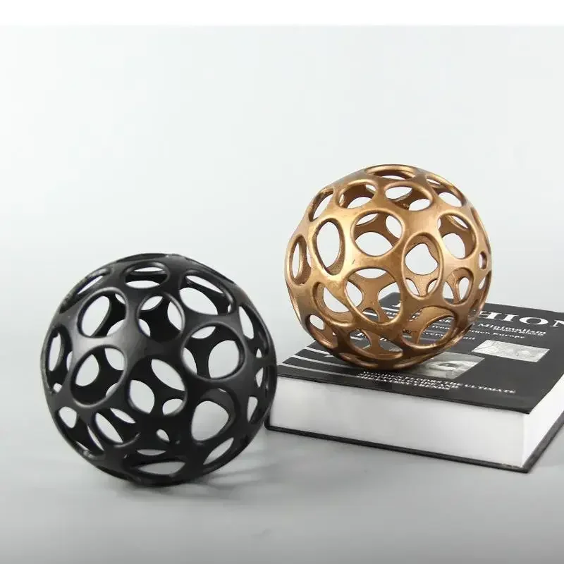 

#For Metal Hollow Ball Ornaments Minimalist Crafts Spherical Sculpture Living Room Decoration Artwork Statue Modern Home Decor^