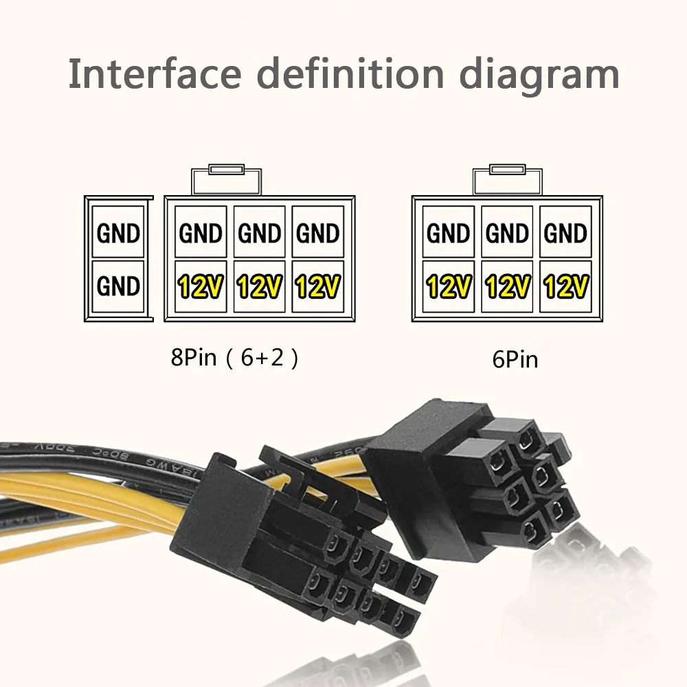 1Pc 6 Pin Feamle Naar 8 Pin Male Pci Express Power Converter Kabel Cpu Video Graphics Card 6Pin Om 8Pin Pcie Power Kabel