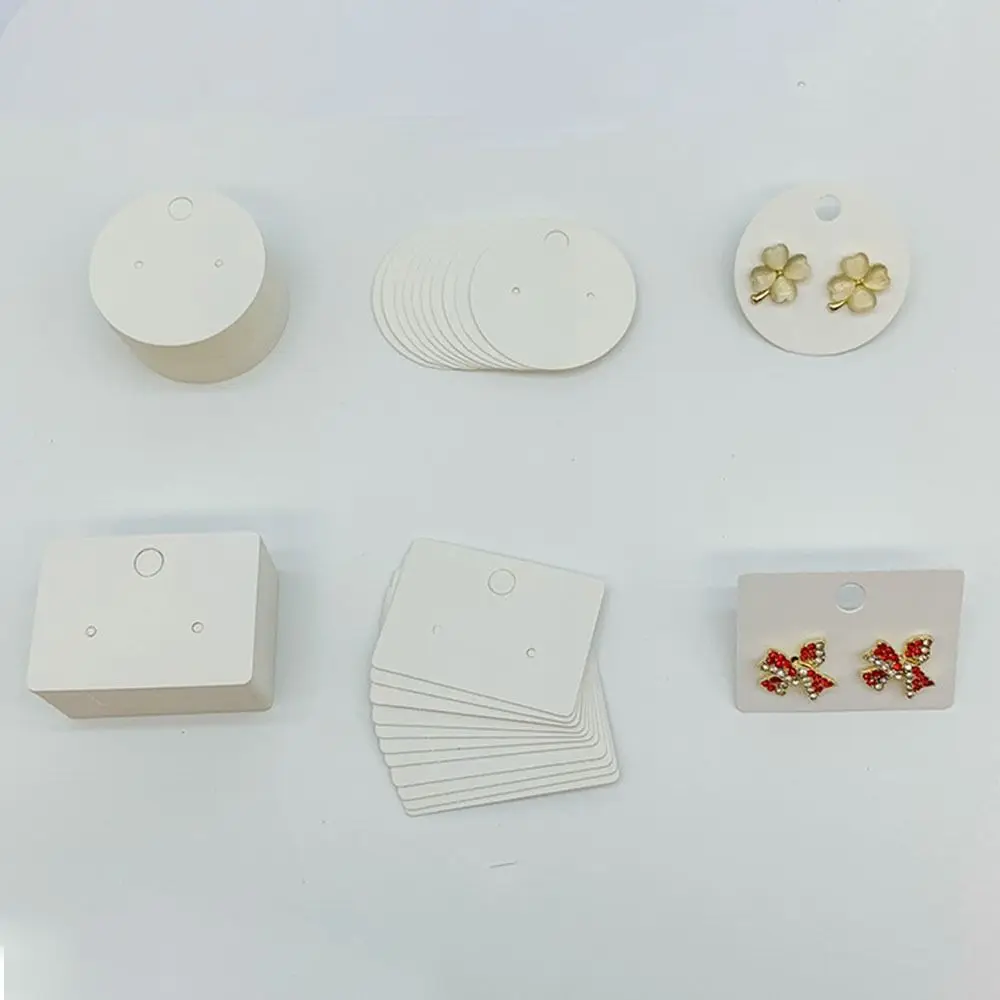 200PCS kertas portabel anting-anting tampilan kartu bulat persegi kosong kartu kardus tahan lama telinga kancing pemegang rumah