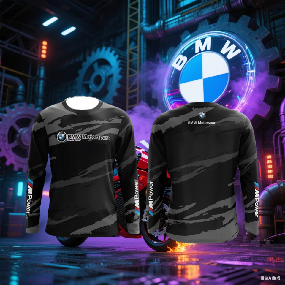 

Summer New Racing BMW T-shirt Men's Long-sleeved T-shirt BMW Print T-shirt Sweat-absorbing Breathable Quick-drying Moto T-shirt