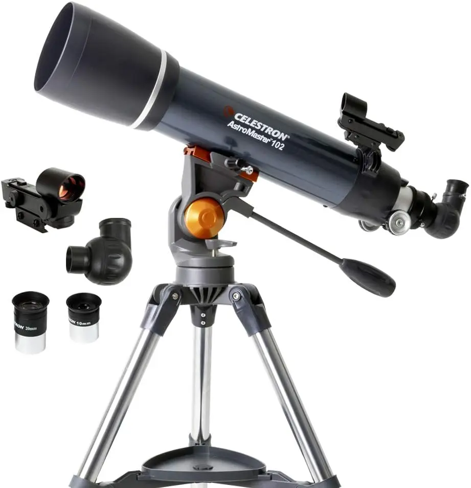 Refractor Telescope for Beginners - Fully-Coated Glass Optics - Adjustable-Height Tripod - Bonus Astronomy Software Package