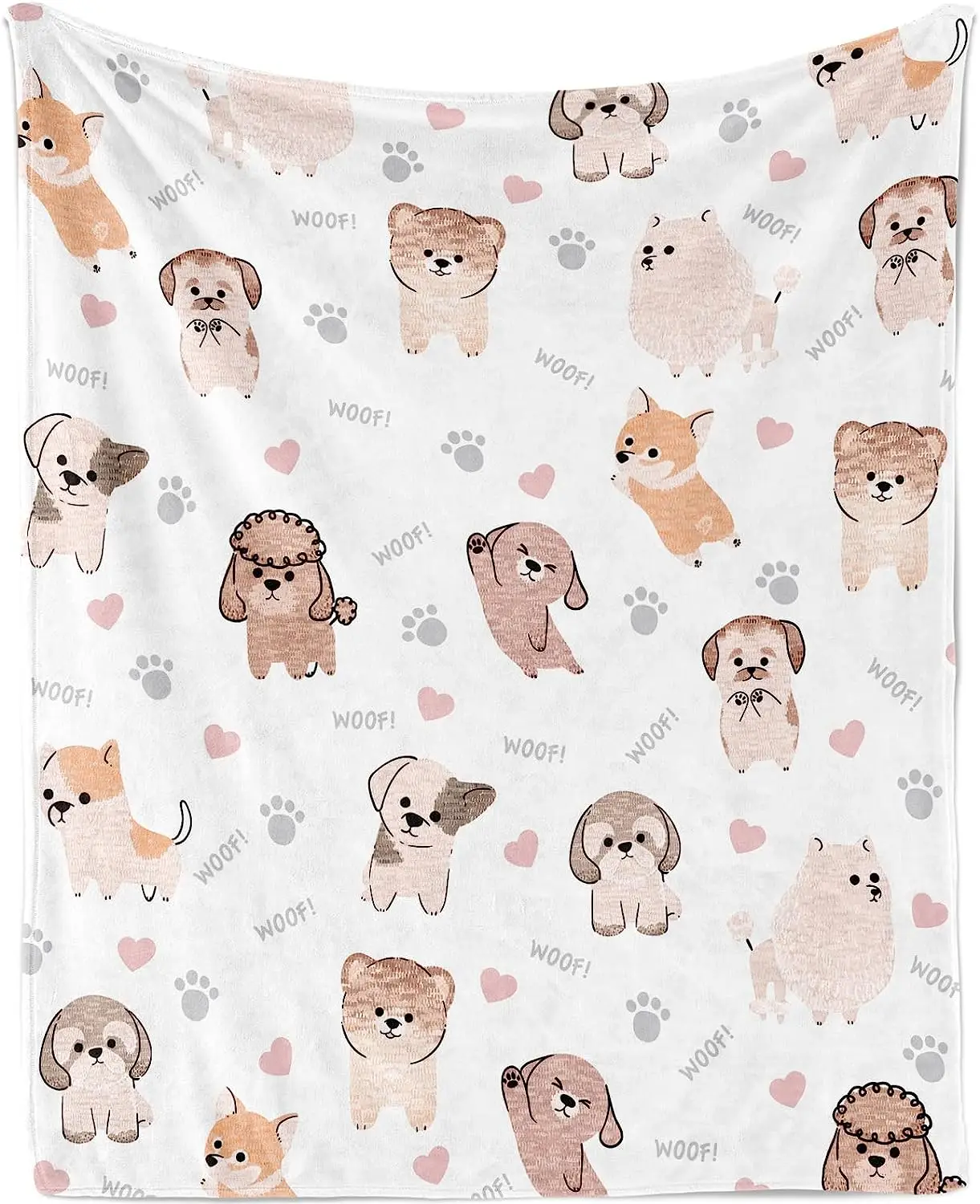 Cute Blanket with Dogs on It, Soft Puppy Dog Print Flannel Fleece Blanket, Cozy Puppy Fuzzy Throw Blanket Gift for Teens