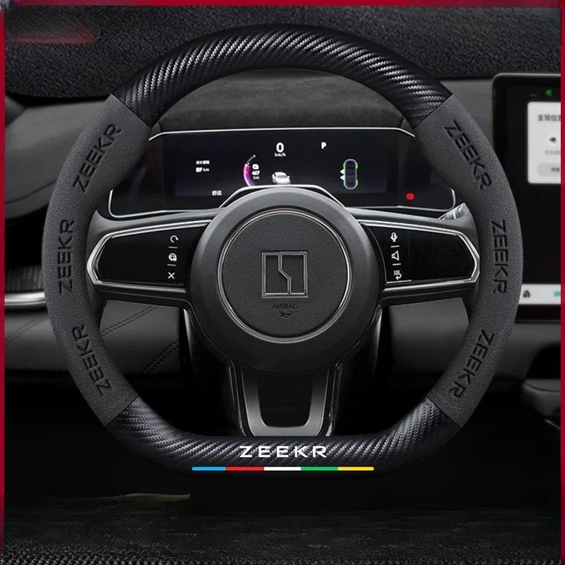 ZEEKR 001 009 X Leather Sport D Shape Suede Car Steering Wheel Cover for ZEEKR 001 2021-2024 009 X 2023