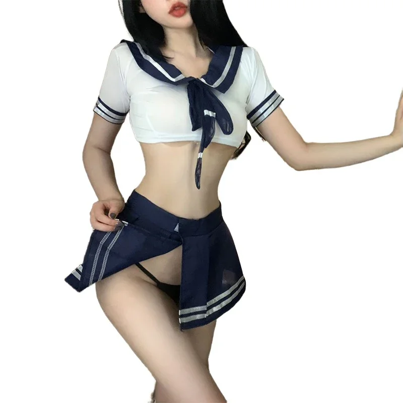 Women Sexy Cosplay Lingerie Student Uniform Anime School Girl Erotic Costume Dress Women Miniskirt Outfit Short Top Sex Clothes