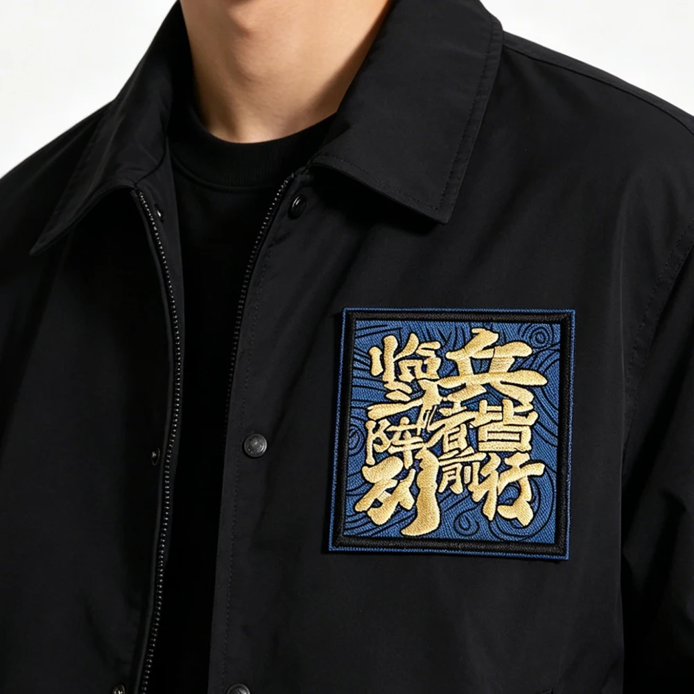 Nine Characters Mantra Embroidered Patch Hook and Loop Tactical Morale Patch For Backpack Jacket Vest Outdoor Gear Decor Gift