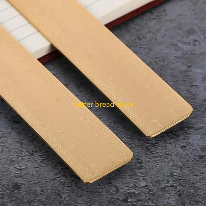 W89C 12inch/30cm Durable Measuring Tool Brass Ruler Pefect Metal Office Tool