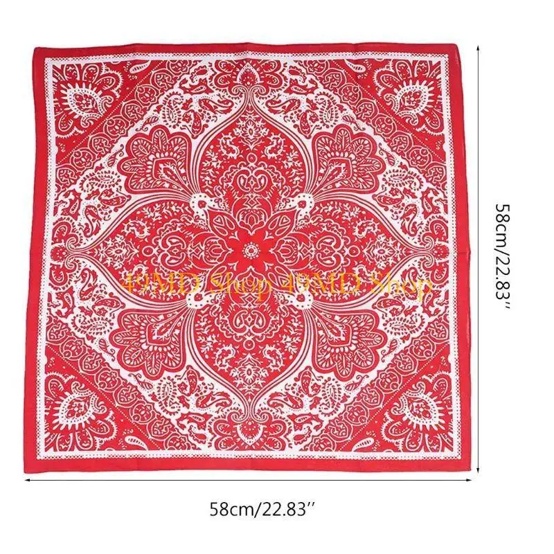 49md 58x58cm نساء كوريا كوتون سكوير باندانا العرقية هندسية بيزلي طباعة الأزهار