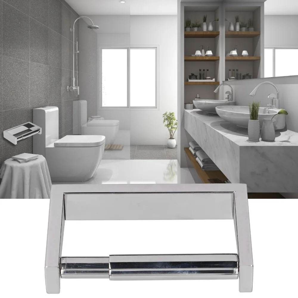 

Stainless Steel Paper Roll Holder Silver Wall Mount Toilet Paper Rack Easy to Install Durable Paper Roll Rack Home Hotel