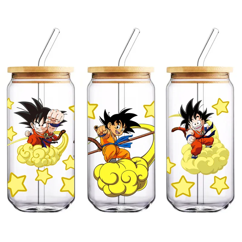 لعبة دراغون بول 16 أوقية الأشعة فوق البنفسجية DTF كأس التفاف Libbey الزجاج البيرة يمكن بهلوان نقل أنيمي ثلاثية الأبعاد نقل ملصقات Libbey مقاوم للماء لتقوم بها بنفسك ملصق