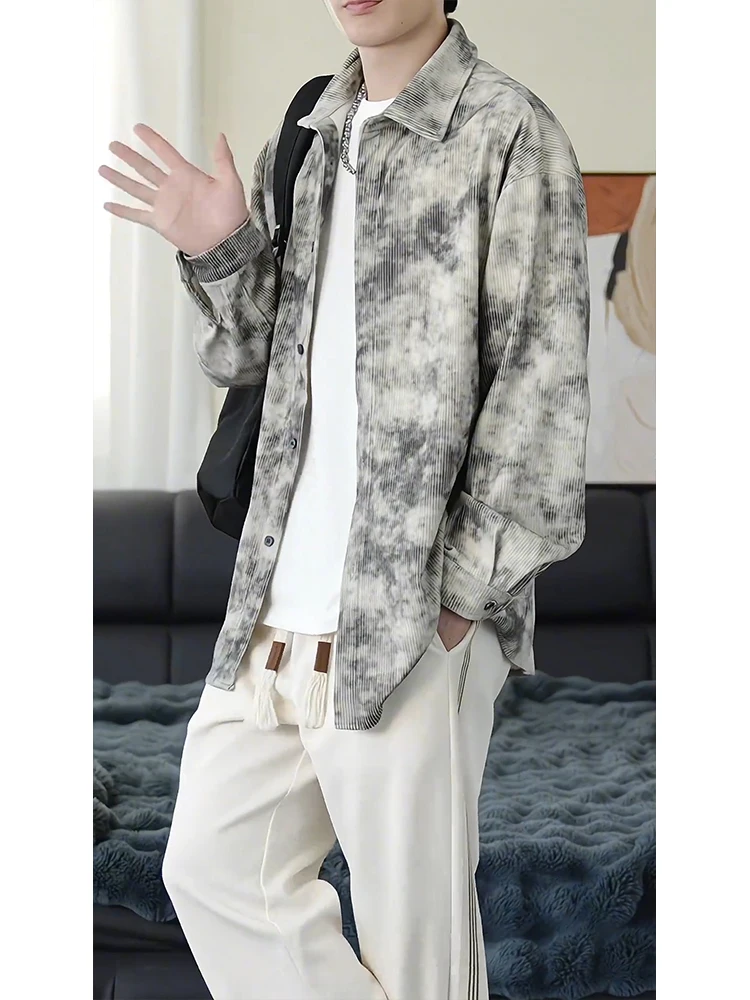 

American Retro Corduroy irt Men's Spring Autumn Loose Long Sve irt Youth Faion Casual Comfortable High Quali Outer...