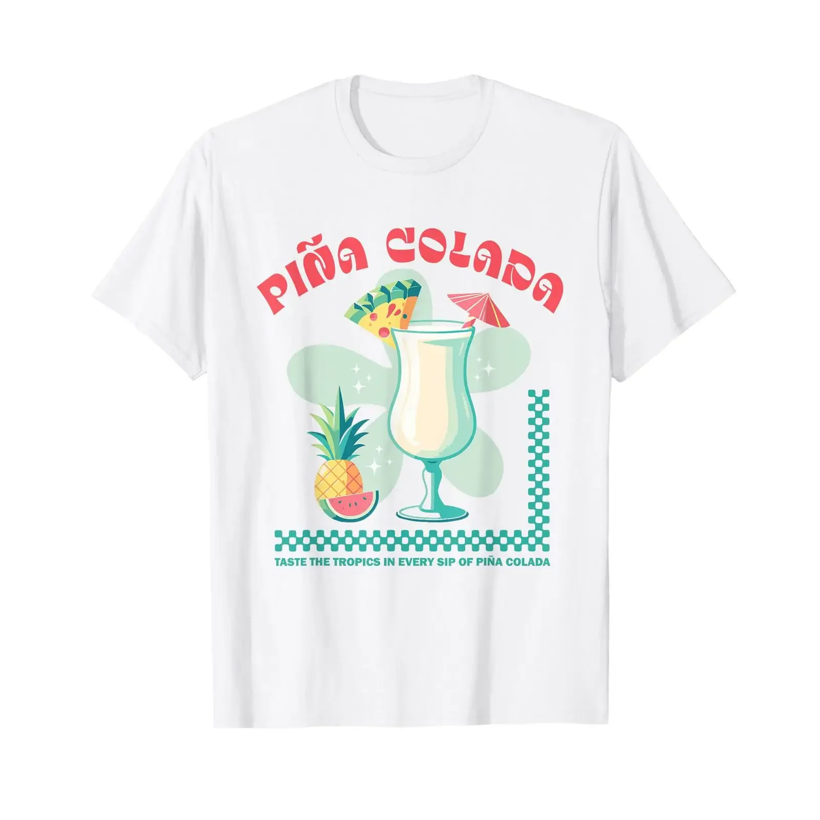 Piña Colada Tropical Cocktail Retro Pineapple Drink Beach T Shirt vintage Washed Top For Everyday Wear Unisex Soft Slightly